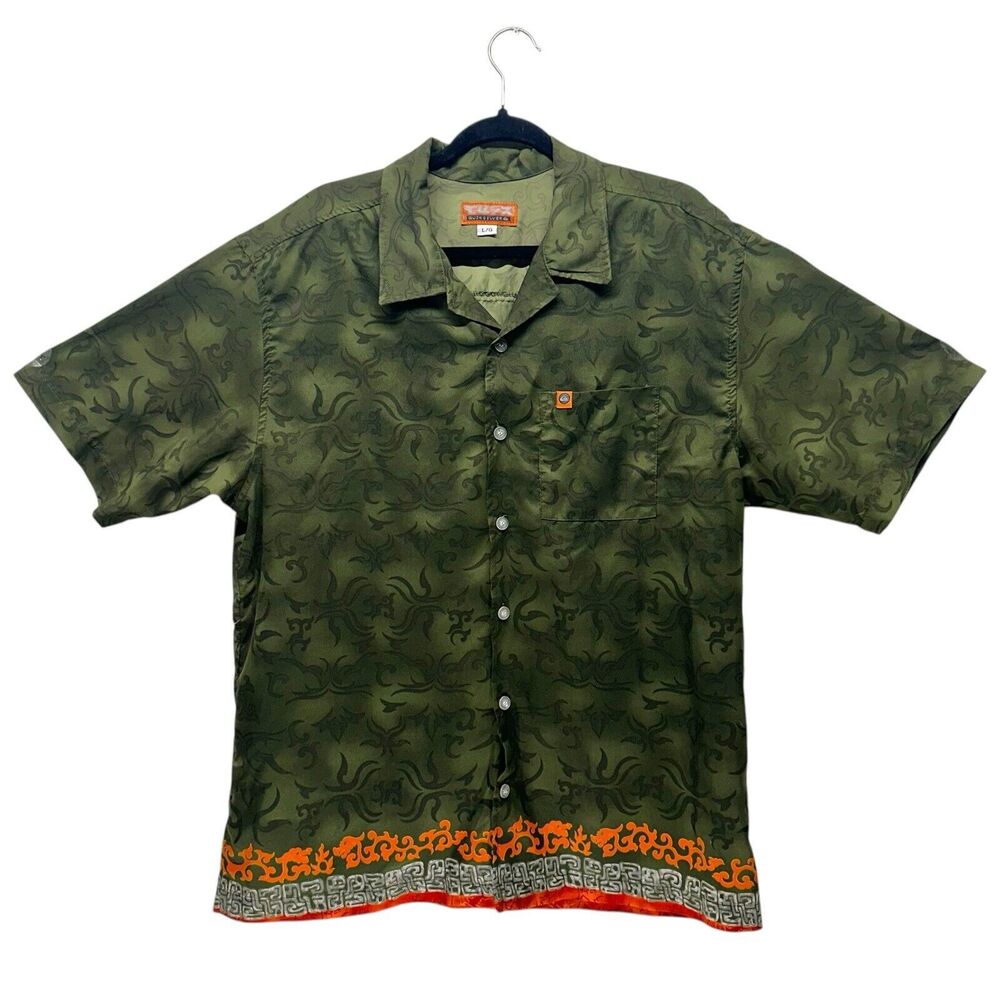 Vintage Quiksilver Shirt Mens Large Hawaiian Button Up Short Sleeve Made In USA